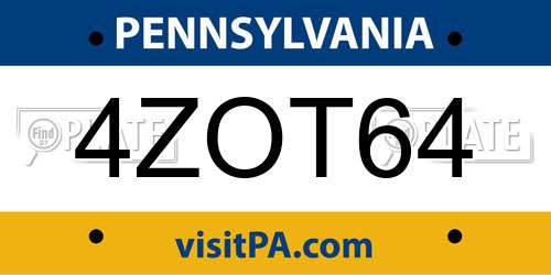 4ZOT64 Pennsylvania License Plate
