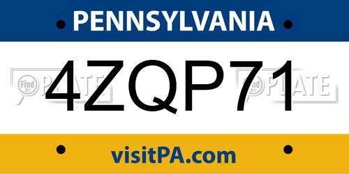 4ZQP71 Pennsylvania License Plate