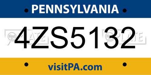 4ZS5132 Pennsylvania License Plate