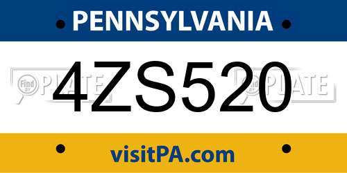 4ZS520 Pennsylvania License Plate