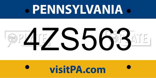 4ZS563 Pennsylvania License Plate