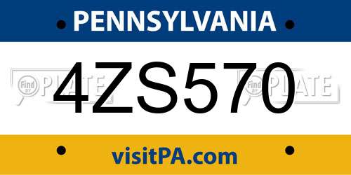 4ZS570 Pennsylvania License Plate