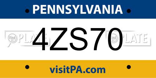 4ZS70 Pennsylvania License Plate