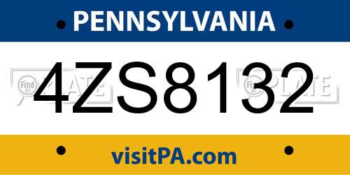 4ZS8132 Pennsylvania License Plate