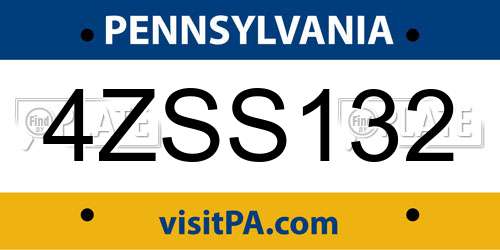 4ZSS132 Pennsylvania License Plate