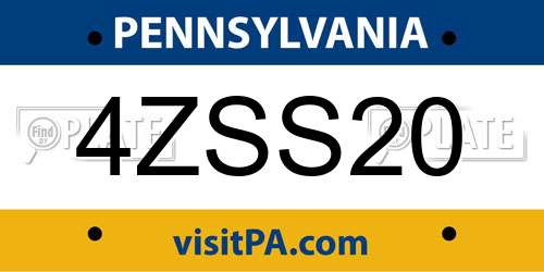4ZSS20 Pennsylvania License Plate