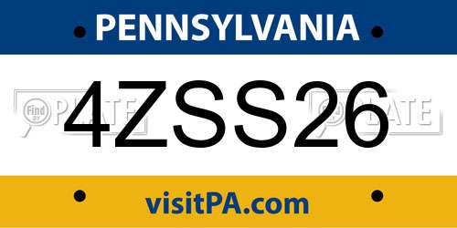 4ZSS26 Pennsylvania License Plate