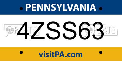 4ZSS63 Pennsylvania License Plate