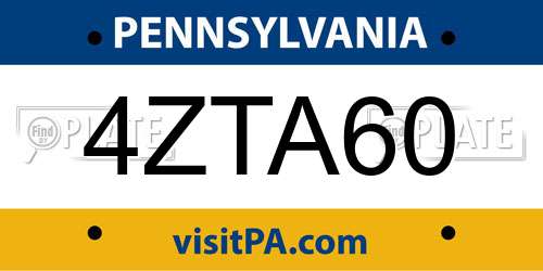 4ZTA60 Pennsylvania License Plate