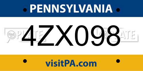 4ZX098 Pennsylvania License Plate