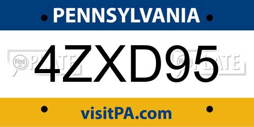 4ZXD95 Pennsylvania License Plate
