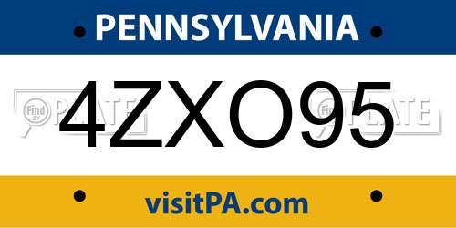 4ZXO95 Pennsylvania License Plate