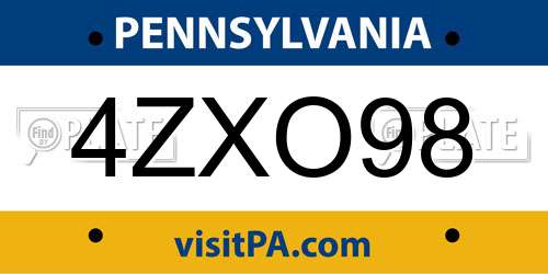 4ZXO98 Pennsylvania License Plate