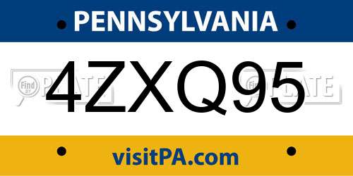 4ZXQ95 Pennsylvania License Plate