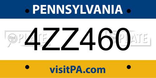 4ZZ460 Pennsylvania License Plate