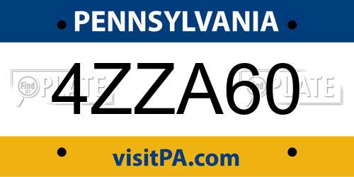 4ZZA60 Pennsylvania License Plate