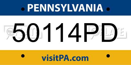 50114PD Pennsylvania License Plate