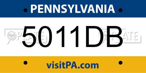 5011DB Pennsylvania License Plate