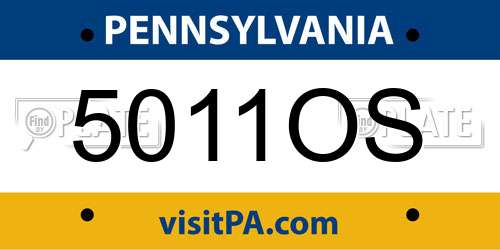 5011OS Pennsylvania License Plate