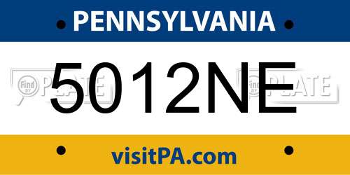 5012NE Pennsylvania License Plate