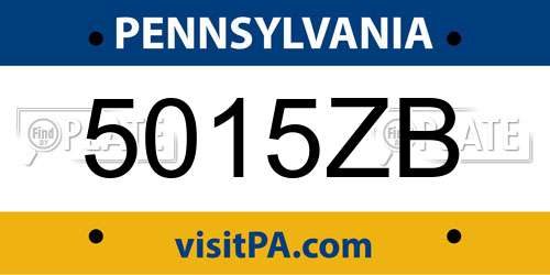 5015ZB Pennsylvania License Plate
