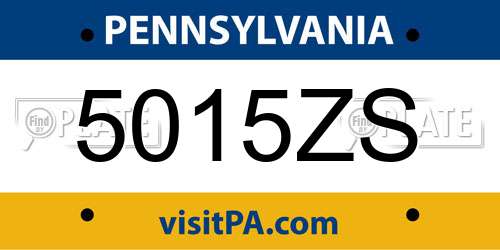5015ZS Pennsylvania License Plate