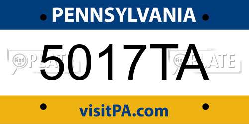 5017TA Pennsylvania License Plate