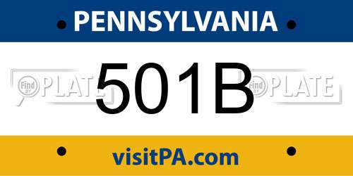 501B Pennsylvania License Plate
