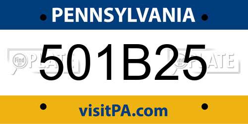 501B25 Pennsylvania License Plate