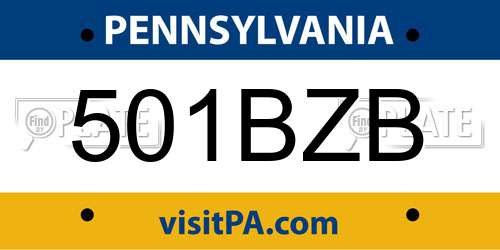 501BZB Pennsylvania License Plate