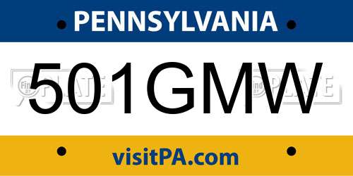 501GMW Pennsylvania License Plate