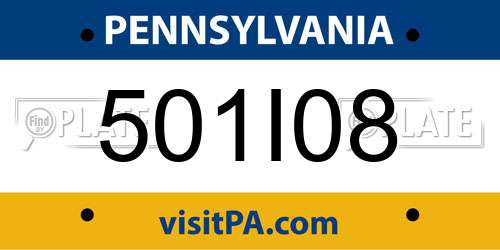 501I08 Pennsylvania License Plate