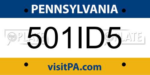 501ID5 Pennsylvania License Plate