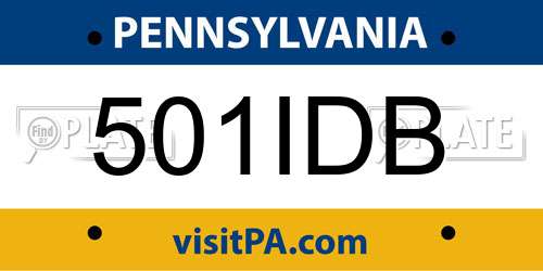 501IDB Pennsylvania License Plate