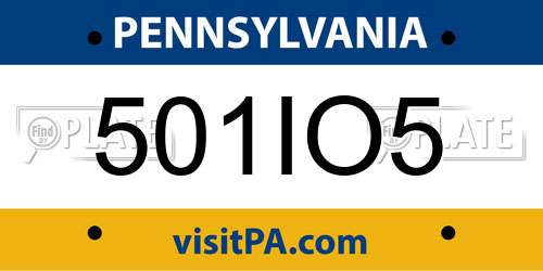 501IO5 Pennsylvania License Plate