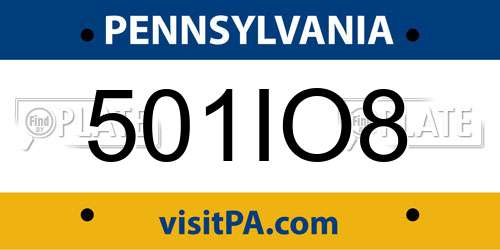 501IO8 Pennsylvania License Plate