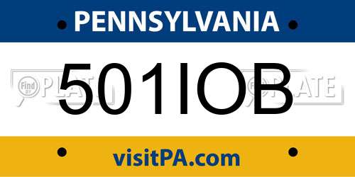 501IOB Pennsylvania License Plate