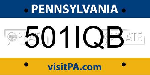 501IQB Pennsylvania License Plate