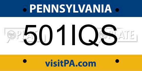 501IQS Pennsylvania License Plate