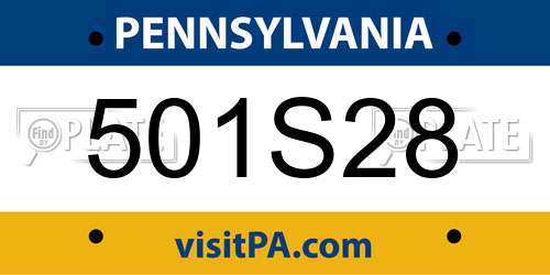 501S28 Pennsylvania License Plate