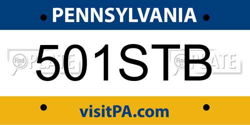 501STB Pennsylvania License Plate