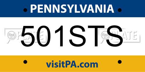 501STS Pennsylvania License Plate