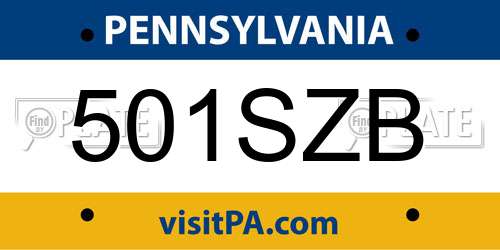 501SZB Pennsylvania License Plate