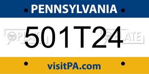 501T24 Pennsylvania License Plate