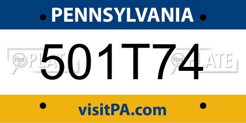 501T74 Pennsylvania License Plate