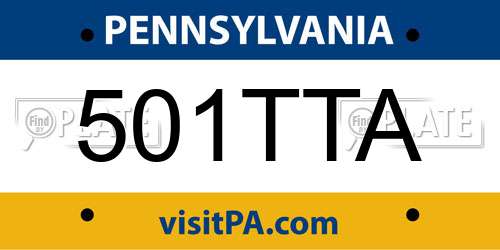 501TTA Pennsylvania License Plate