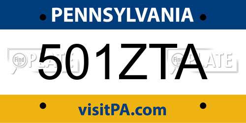501ZTA Pennsylvania License Plate