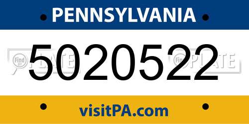 5020522 Pennsylvania License Plate