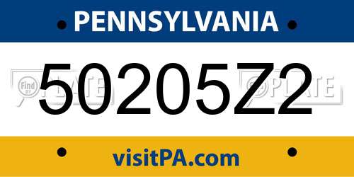 50205Z2 Pennsylvania License Plate