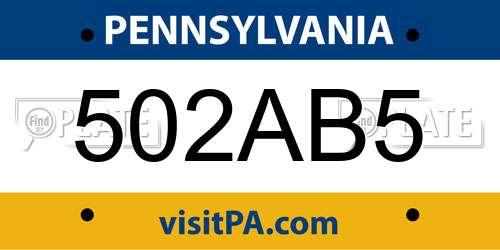 502AB5 Pennsylvania License Plate